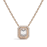 Collier Diamant Taille Emeraude - Double Entourage - La Discrète
