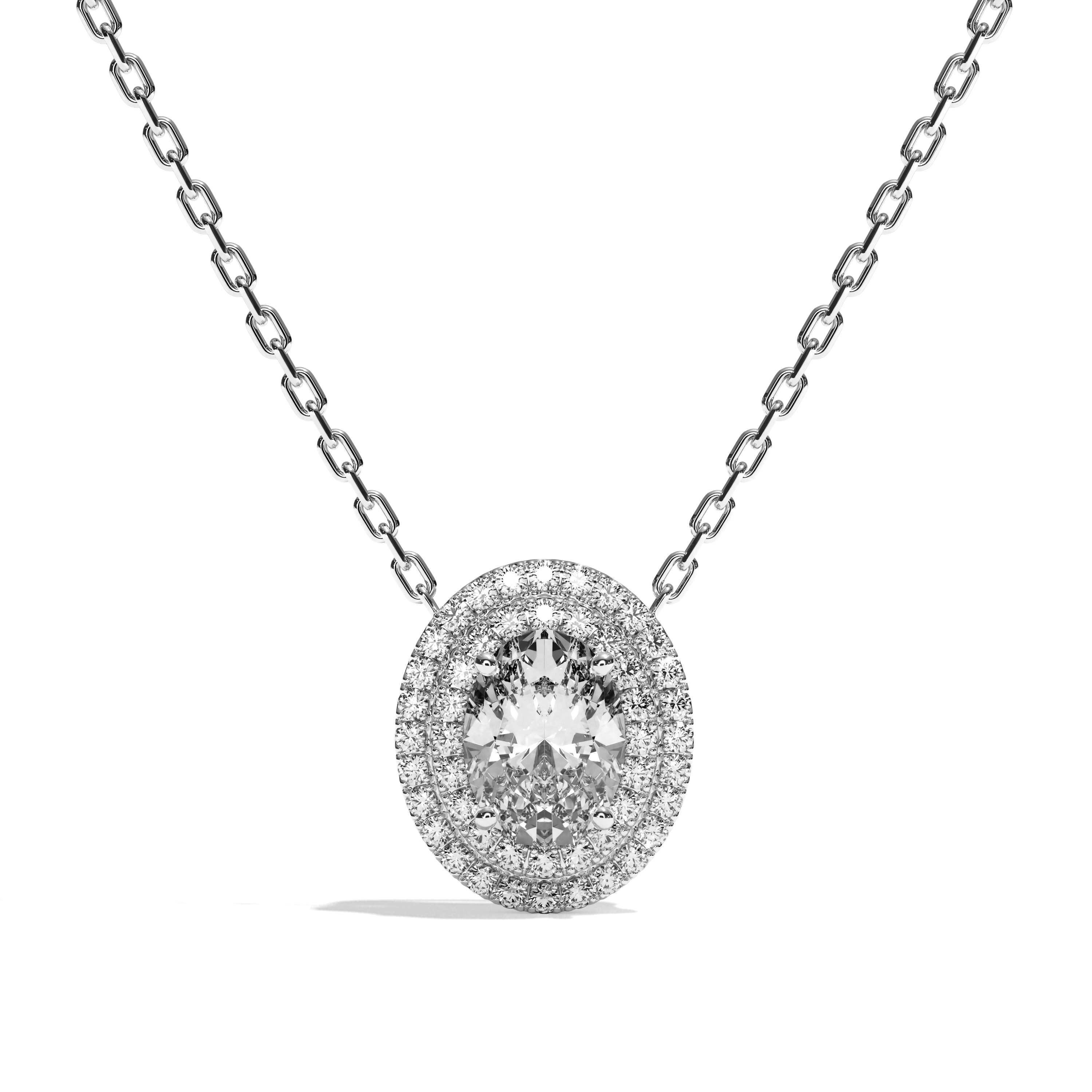 Collier Diamant Oval - Double Entourage -  La Remarquable
