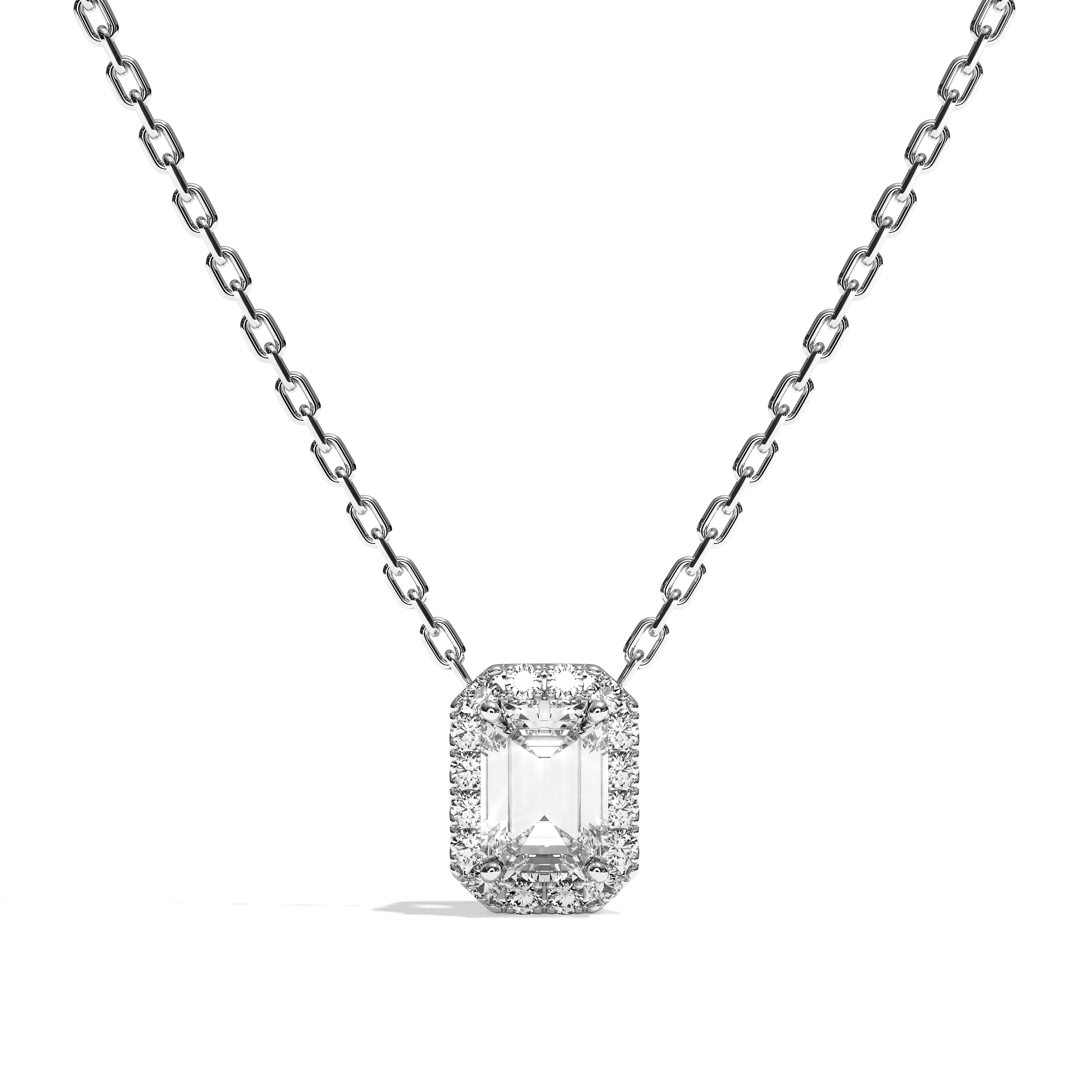Collier Diamant Taille Emeraude - Simple Entourage -L'Extravertie