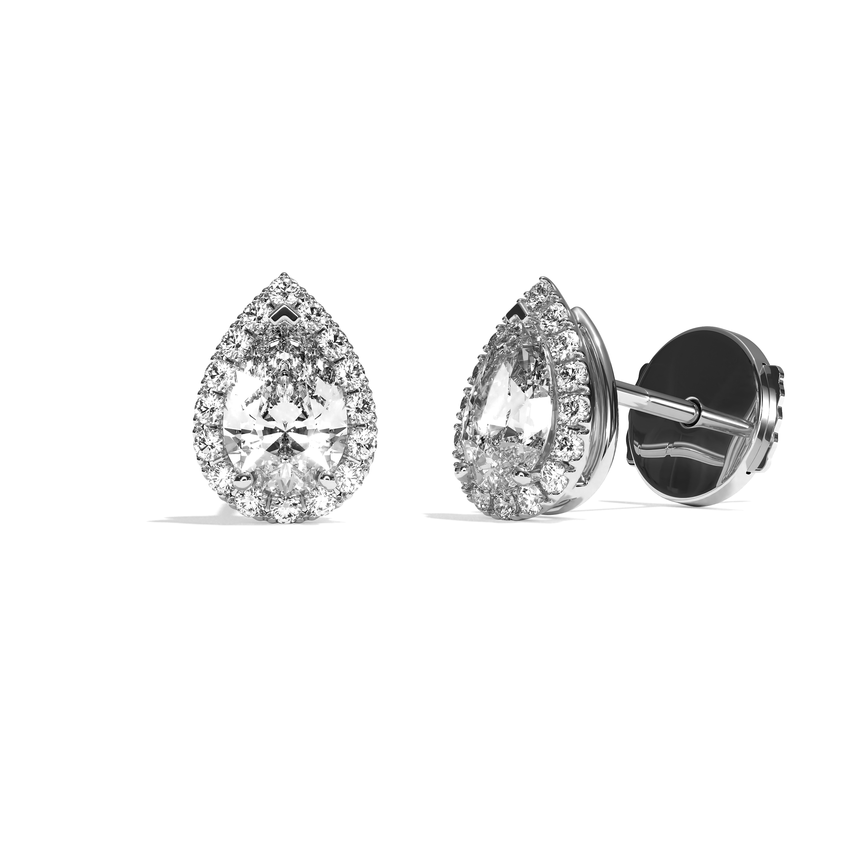 Puces Diamant Poire - Simple Entourage - L'Intuitive