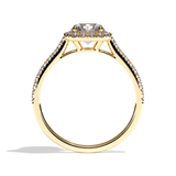 Bague solitaire halo diamant rond/coussin or blanc - Amoureuse pavée