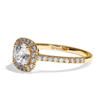 Bague solitaire halo diamant rond/coussin or blanc - Amoureuse pavée