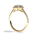 Bague solitaire halo diamant rond/coussin or blanc - Amoureuse pavée