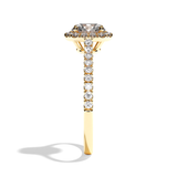 Bague solitaire halo diamant rond/coussin or blanc - Amoureuse pavée
