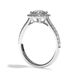 Bague solitaire halo diamant rond/coussin or blanc - Amoureuse pavée