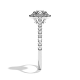 Bague solitaire halo diamant rond/coussin or blanc - Amoureuse pavée