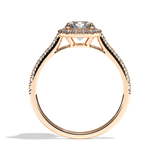 Bague solitaire halo diamant rond/coussin or blanc - Amoureuse pavée