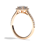Bague solitaire halo diamant rond/coussin or blanc - Amoureuse pavée