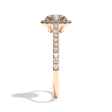 Bague solitaire halo diamant rond/coussin or blanc - Amoureuse pavée